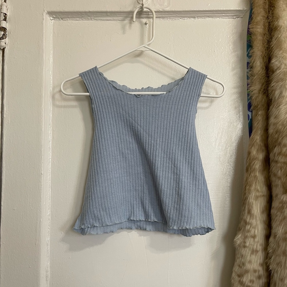 Vintage Crop Top with Scalloped Trim